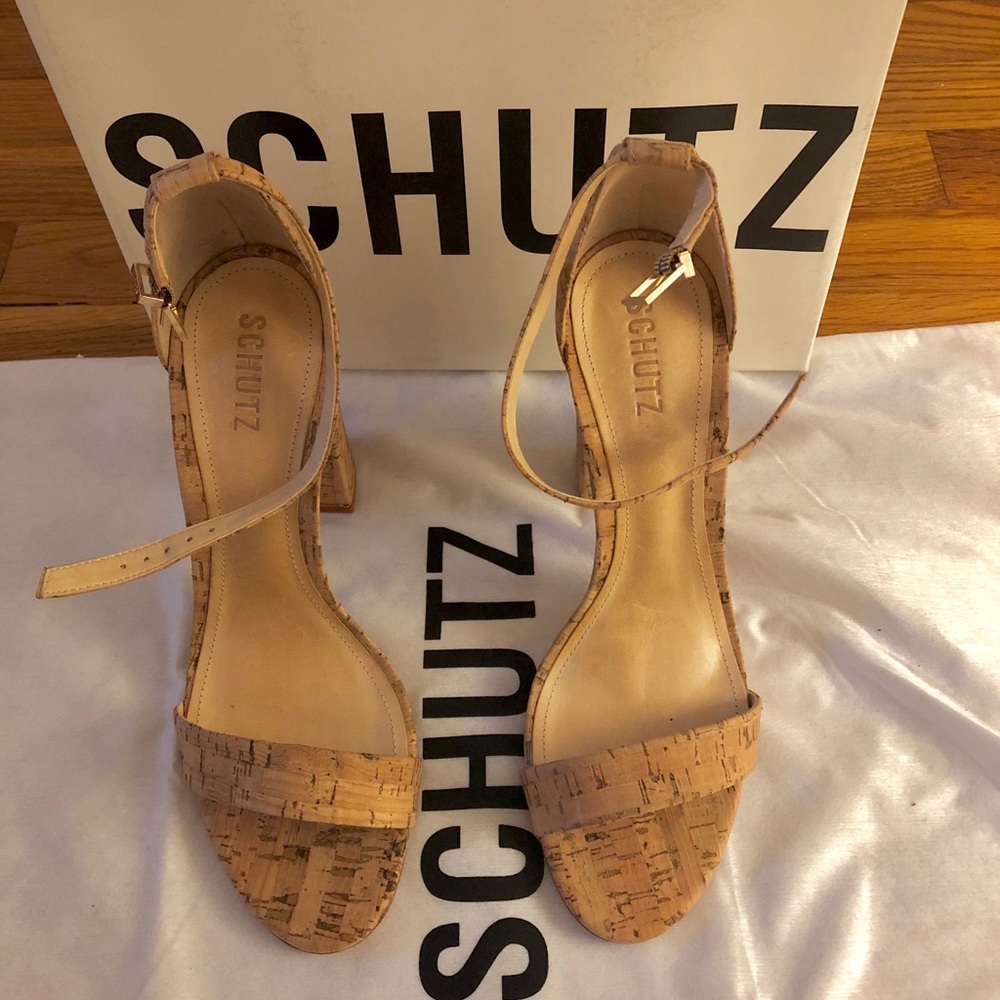 SCHUTZ cork block heel sandal 9.5